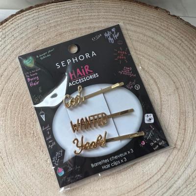Barrettes sephora messages dorees