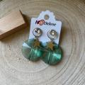 Boucles d oreilles vertes et dores