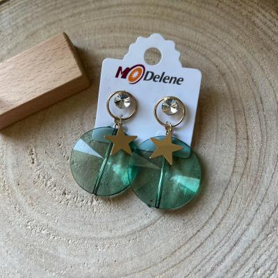 Boucles d oreilles vertes et dores
