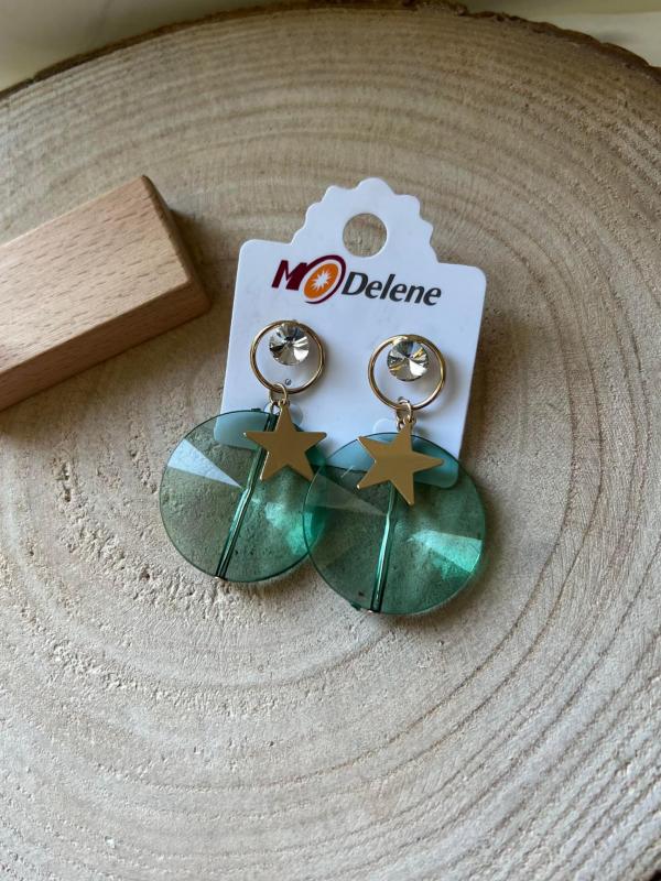 Boucles d oreilles vertes et dores