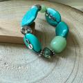 Bracelet grosses perles bleu