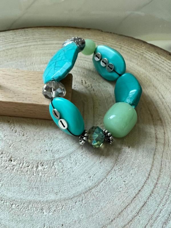 Bracelet grosses perles bleu